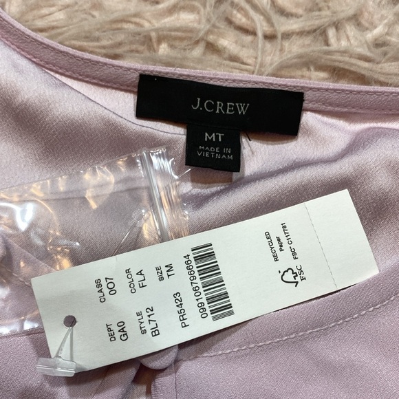 NWT J. Crew Puff-sleeve satin-back crepe top in Lavender sz MT - Picture 9 of 11
